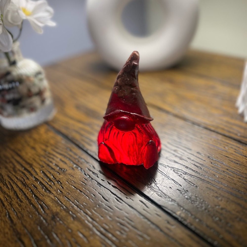 Red Glass Gnome Figurine - Whimsical Home Accent